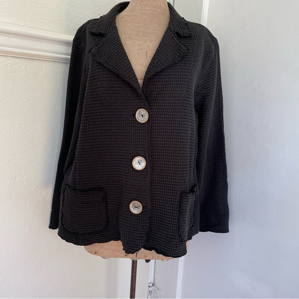 Black Textured 100% Cotton Jacket